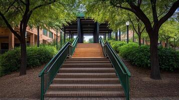 Urban park stairs leading to walkway photo