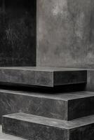Abstract dark gray stone steps photo