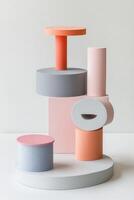 Abstract geometric forms in pastel colors photo