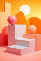 Abstract geometric steps with spheres photo