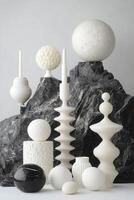 Abstract sculptural forms in white and black photo