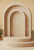 Beige arch display podium photo