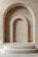 Beige arched alcove display photo