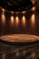Circular stage with warm lighting photo