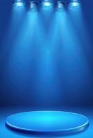 Blue stage with spotlights photo