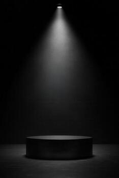 Dark empty podium, spotlight photo