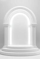 Elegant white archway podium photo
