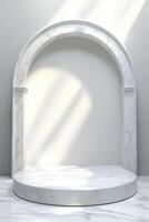 Elegant white marble archway pedestal photo