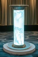 Illuminated marble pillar with base photo