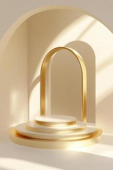 Minimalist golden podium with archway photo