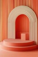 Minimalist, peach-toned archway display photo