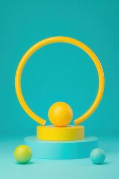 Minimalist podium display with vibrant colors photo