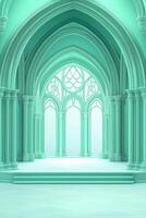 Mint-green gothic archway photo