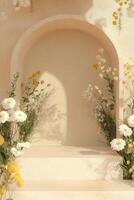 Pastel archway with flowers photo