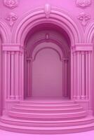 Pink archway with steps photo