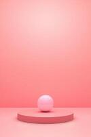 Pink sphere on a pink circular pedestal photo