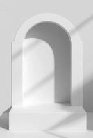 White empty platform with shadow on grey background 3d rendering photo