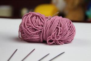 A skein of pink yarn photo