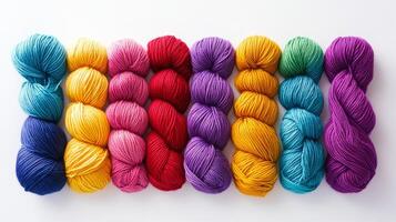 Vibrant Rainbow Yarn Balls - Perfect for Crafting photo