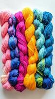 Vibrant Rainbow Yarn Balls for Knitting and Crochet Enthusiasts photo