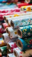 Colorful Printed Paper Rolls - Artistic Patterns photo