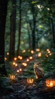 Mystical Owl in the Forest Under the Moonlight photo