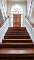 Stunning Wooden Staircase in a Grand Mansion photo