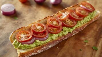 Crunchy Avocado Toast with Caramelized Tomatoes and Red Onion photo