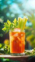 Bloody Mary Cocktail with Celery and Parsley Garnish photo