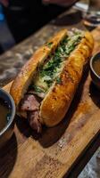 Aromatic Roast Beef Sandwich with Creamy Cheese and Herbs photo
