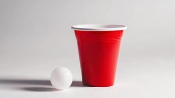 Red Plastic Cup and White Ball - Simple Still Life photo
