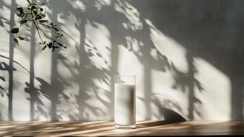 Elegant Glass of Milk Under Natural Sunlight photo