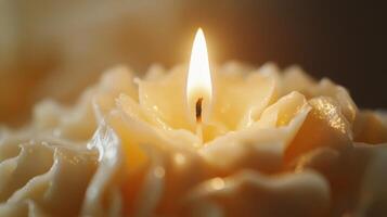 Close-up of a beautiful candle, a warm and gentle glow photo