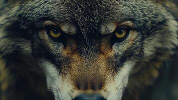 Close-up of a wolf's intense gaze photo