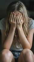 A Moment of Sadness Young Woman in Despair photo