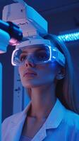 Future Medical Technology Woman with Advanced Glasses photo