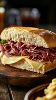 Savory Deli Sandwich with Melted Cheese - A Perfect Lunch photo