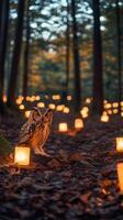 Magical Owl Watching Over the Forest at Night photo