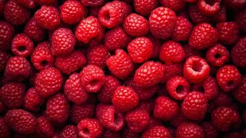 Close-up view of fresh raspberries photo