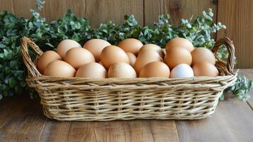 Fresh Eggs in a Rustic Basket - A Nutritious Breakfast photo