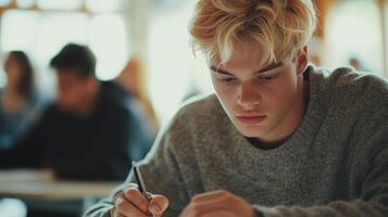Focused Student in Classroom - Concentrated Learning photo