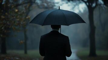 Rainy Day Stroll A Man Under Umbrella photo