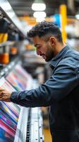 Dedicated Industrial Technician Working on Printing Machine photo
