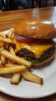 Cheesy Burger and Fries - A Perfect Meal photo