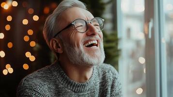 Joyful Senior Man Smiling Broadly photo