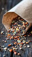 Assorted Seeds and Grains Mix in Paper Bag photo