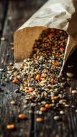 Colorful Grain and Legume Mix in a Paper Bag photo