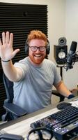Friendly Studio Host Greets Audience photo