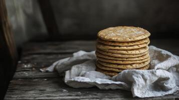 A Stack of Exquisite, Homemade, Round Flatbreads photo