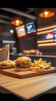 Burger and Fries Restaurant Meal Time photo